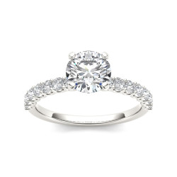 White Gold 1ct TDW Round-cut White Diamond Engagement Ring - Handcrafted By Name My Rings™