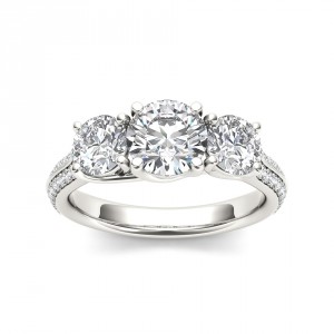 White Gold 2 1/4ct TDW Diamond Three-Stone Engagement Ring - Handcrafted By Name My Rings™