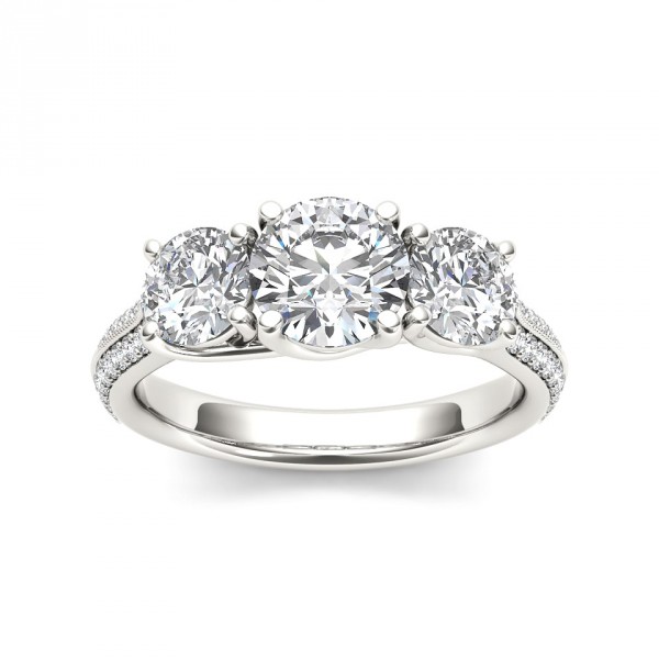 White Gold 2 1/4ct TDW Diamond Three-Stone Engagement Ring - Handcrafted By Name My Rings™