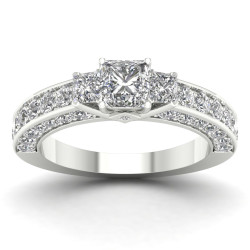 White Gold 2 2/5ct TDW Diamond Princess-cut Three Stone Ring - Handcrafted By Name My Rings™