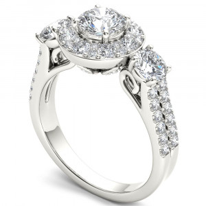 White Gold 2ct TDW Diamond Halo Ring - Handcrafted By Name My Rings™