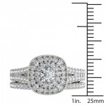 White Gold 3/4ct TDW Diamond Double Halo Bridal Ring Set - Handcrafted By Name My Rings™
