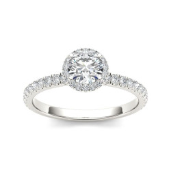 White Gold 3/4ct TDW Diamond Halo Engagement Ring - Handcrafted By Name My Rings™