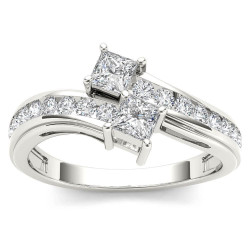 White Gold 3/4ct TDW Two-Stone Diamond Engagement Ring - Handcrafted By Name My Rings™