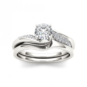 White Gold 5/8ct TDW Classic Diamond Bypass Engagement Ring - Handcrafted By Name My Rings™