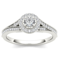 White Gold 5/8ct TDW Diamond Halo Engagement Ring - Handcrafted By Name My Rings™