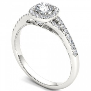 White Gold 5/8ct TDW Diamond Halo Engagement Ring - Handcrafted By Name My Rings™