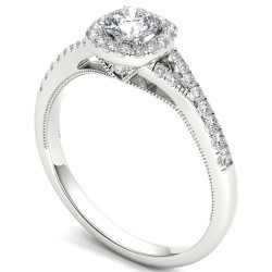 White Gold 5/8ct TDW Diamond Halo Engagement Ring - Handcrafted By Name My Rings™