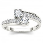 White Gold 5/8ct TDW Two-Stone Diamond Engagement Ring - Handcrafted By Name My Rings™