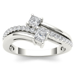 White Gold 5/8ct TDW Two-Stone Diamond Engagement Ring - Handcrafted By Name My Rings™