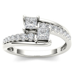 White Gold 5/8ct TDW Two-Stone Diamond Engagement Ring - Handcrafted By Name My Rings™