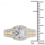 Gold 1 1/2ct TDW Diamond Halo Ring - Handcrafted By Name My Rings™