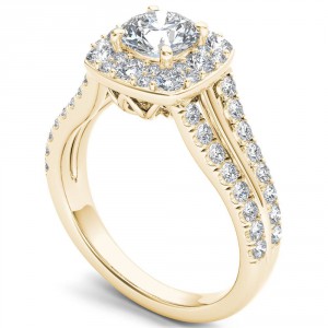 Gold 1 1/2ct TDW Diamond Halo Ring - Handcrafted By Name My Rings™