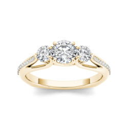 Gold 1 1/2ct TDW Diamond Three-Stone Anniversary Ring - Handcrafted By Name My Rings™