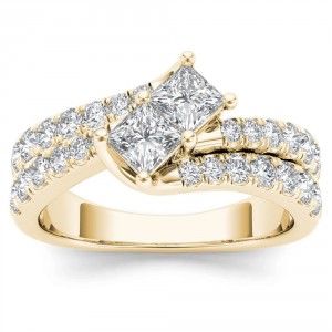Gold 1 1/2ct TDW Two-Stone Diamond Engagement Ring - Handcrafted By Name My Rings™