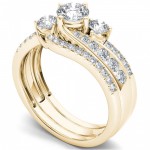 Gold 1 1/4ct TDW Diamond Bypass Bridal Ring Set - Handcrafted By Name My Rings™