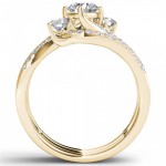 Gold 1 1/4ct TDW Diamond Bypass Bridal Ring Set - Handcrafted By Name My Rings™
