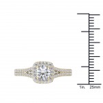 Gold 1 1/4ct TDW Diamond Split-Shank Halo Engagement Ring - Handcrafted By Name My Rings™