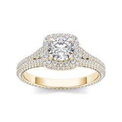 Gold 1 1/4ct TDW Diamond Split-Shank Halo Engagement Ring - Handcrafted By Name My Rings™