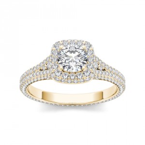 Gold 1 1/4ct TDW Diamond Split-Shank Halo Engagement Ring - Handcrafted By Name My Rings™