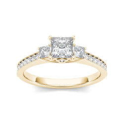 Gold 1 1/4ct TDW Diamond Three-Stone Anniversary Ring - Handcrafted By Name My Rings™
