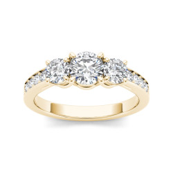 Gold 1 1/4ct TDW Diamond Three-Stone Ring - Handcrafted By Name My Rings™