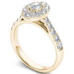 Gold 1 1/4ct TDW Oval Shape Diamond Halo Engagement Ring - Handcrafted By Name My Rings™