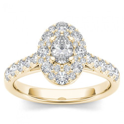 Gold 1 1/4ct TDW Oval Shape Diamond Halo Engagement Ring - Handcrafted By Name My Rings™