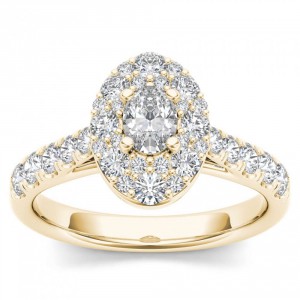 Gold 1 1/4ct TDW Oval Shape Diamond Halo Engagement Ring - Handcrafted By Name My Rings™