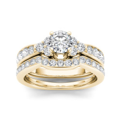 Gold 1 5/8ct TDW Diamond Classic Engagement Ring Set - Handcrafted By Name My Rings™
