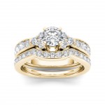Gold 1 5/8ct TDW Diamond Classic Engagement Ring Set - Handcrafted By Name My Rings™