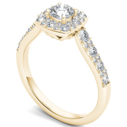 Gold 1 ct TDW Diamond Halo Ring - Handcrafted By Name My Rings™