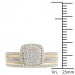 Gold 1/2ct TDW Diamond Cluster Halo Bridal Set - Handcrafted By Name My Rings™