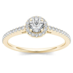 Gold 1/2ct TDW Diamond Halo Engagement Ring - Handcrafted By Name My Rings™