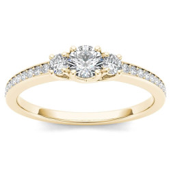 Gold 1/2ct TDW Diamond Three-Stone Anniversary Ring - Handcrafted By Name My Rings™