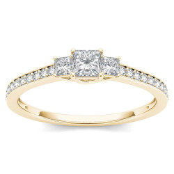 Gold 1/2ct TDW Diamond Three-Stone Anniversary Ring - Handcrafted By Name My Rings™