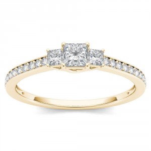Gold 1/2ct TDW Diamond Three-Stone Anniversary Ring - Handcrafted By Name My Rings™