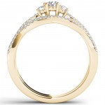 Gold 1/2ct TDW Diamond Three-Stone Anniversary Ring with One Band - Handcrafted By Name My Rings™