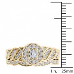 Gold 1/2ct TDW Halo Bridal Set - Handcrafted By Name My Rings™