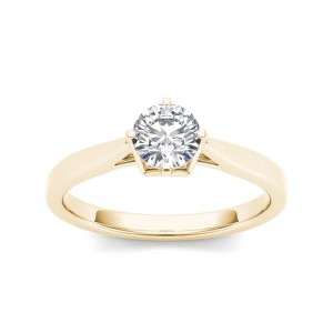 Gold 1/2ct TDW Round-cut Solitaire Diamond Ring - Handcrafted By Name My Rings™