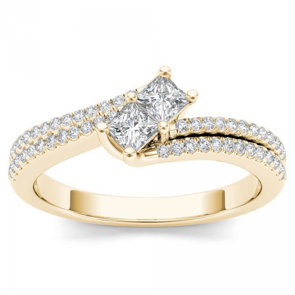 Gold 1/2ct TDW Two-Stone Diamond Engagement Ring - Handcrafted By Name My Rings™