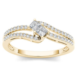 Gold 1/3ct TDW Two-Stone Diamond Engagement Ring - Handcrafted By Name My Rings™