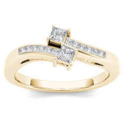 Gold 1/3ct TDW Two-Stone Diamond Engagement Ring - Handcrafted By Name My Rings™