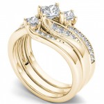 Gold 1ct TDW Diamond Bridal Ring Set - Handcrafted By Name My Rings™