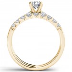 Gold 1ct TDW Diamond Classic Engagement Ring Set with One Band - Handcrafted By Name My Rings™