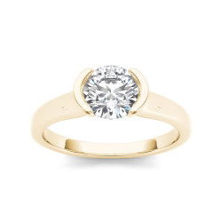 Gold 1ct TDW Diamond Half-Bezel Engagement Ring - Handcrafted By Name My Rings™