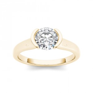 Gold 1ct TDW Diamond Half-Bezel Engagement Ring - Handcrafted By Name My Rings™