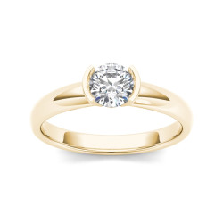 Gold 1ct TDW Diamond Half-Bezel Engagement Ring - Handcrafted By Name My Rings™
