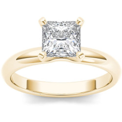 Gold 1ct TDW Diamond Princess Cut Solitaire Engagement Ring - Handcrafted By Name My Rings™