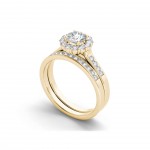 Gold 1ct TDW Diamond Scallop Halo Engagement Ring - Handcrafted By Name My Rings™